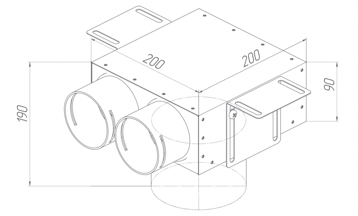 Provent VPS 125/75×2 пленум потолочный круглый на 2 выхода