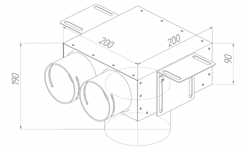 Provent VPS 125/75×2 пленум потолочный круглый на 2 выхода